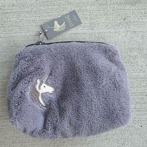 Jellycat Divine Unicorn Plush Cosmetic Pouch 8.5” Gray NWT